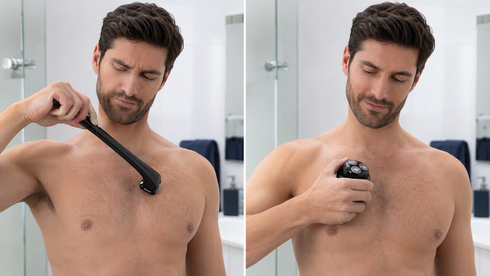 Comparison of a straight-handled trimmer and the palm-held ORBÉ design